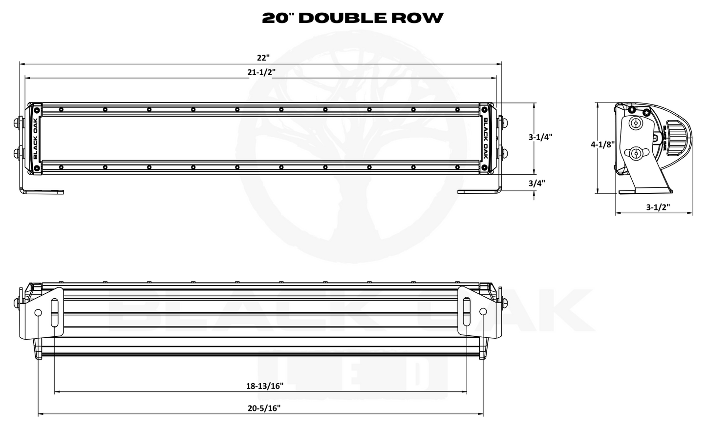 20 Inch 940nm Infrared IR LED Double Row Light Bar - Black Oak LED Pro Series 3.0