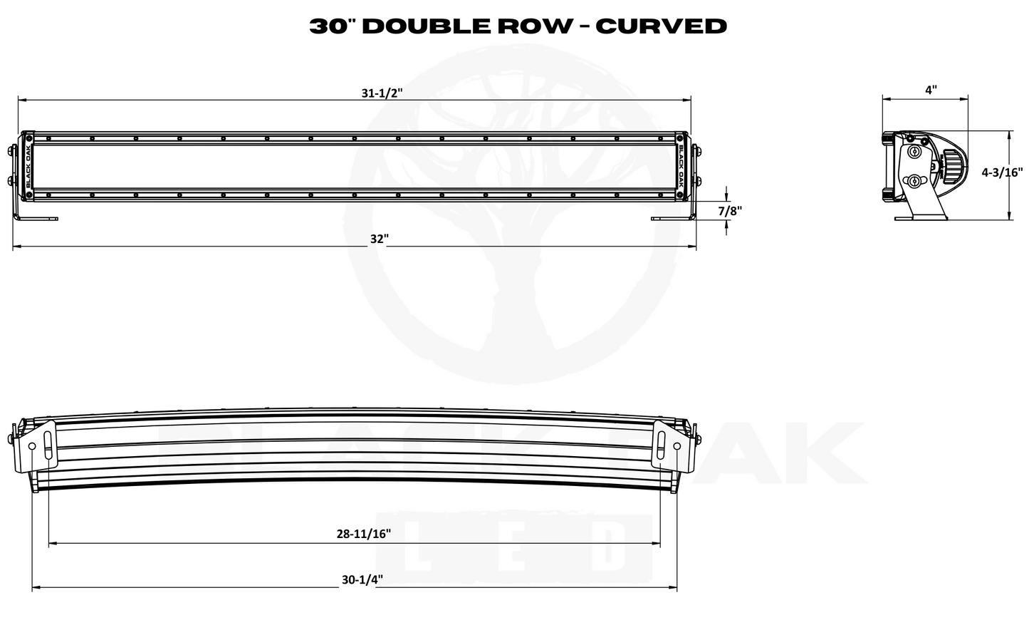 30 Inch Curved LED Light Bar – Double Row | Spot, Flood, or Combo Optics | Pro Series 3.0 (180W / 300W)