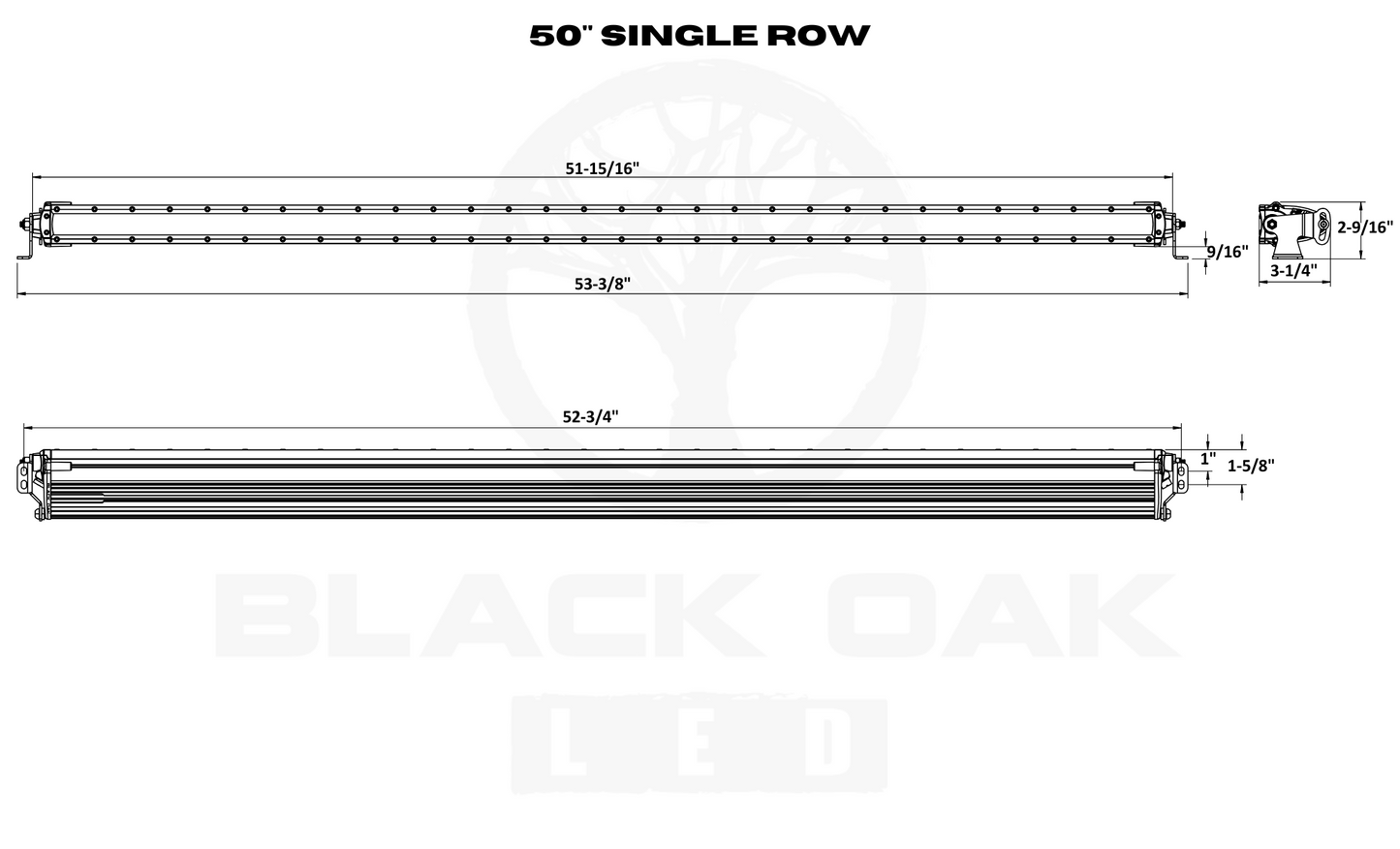 50 Inch Marine Single Row: Black Oak LED Pro Series 3.0 - 5 Watt Combo LED Light Bar - Spot & Flood Optics (250w)