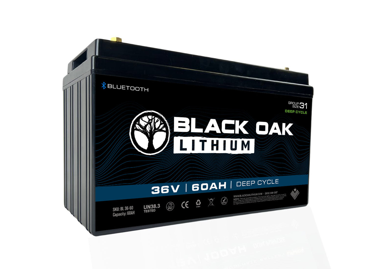 Black Oak Lithium 36V 70Ah Deep Cycle Trolling Motor Battery Kit