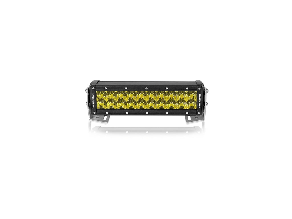 10 Inch Yellow Lens Double Row: Black Oak LED Pro Series 2.0 Dual Row LED Light Bar Front View
