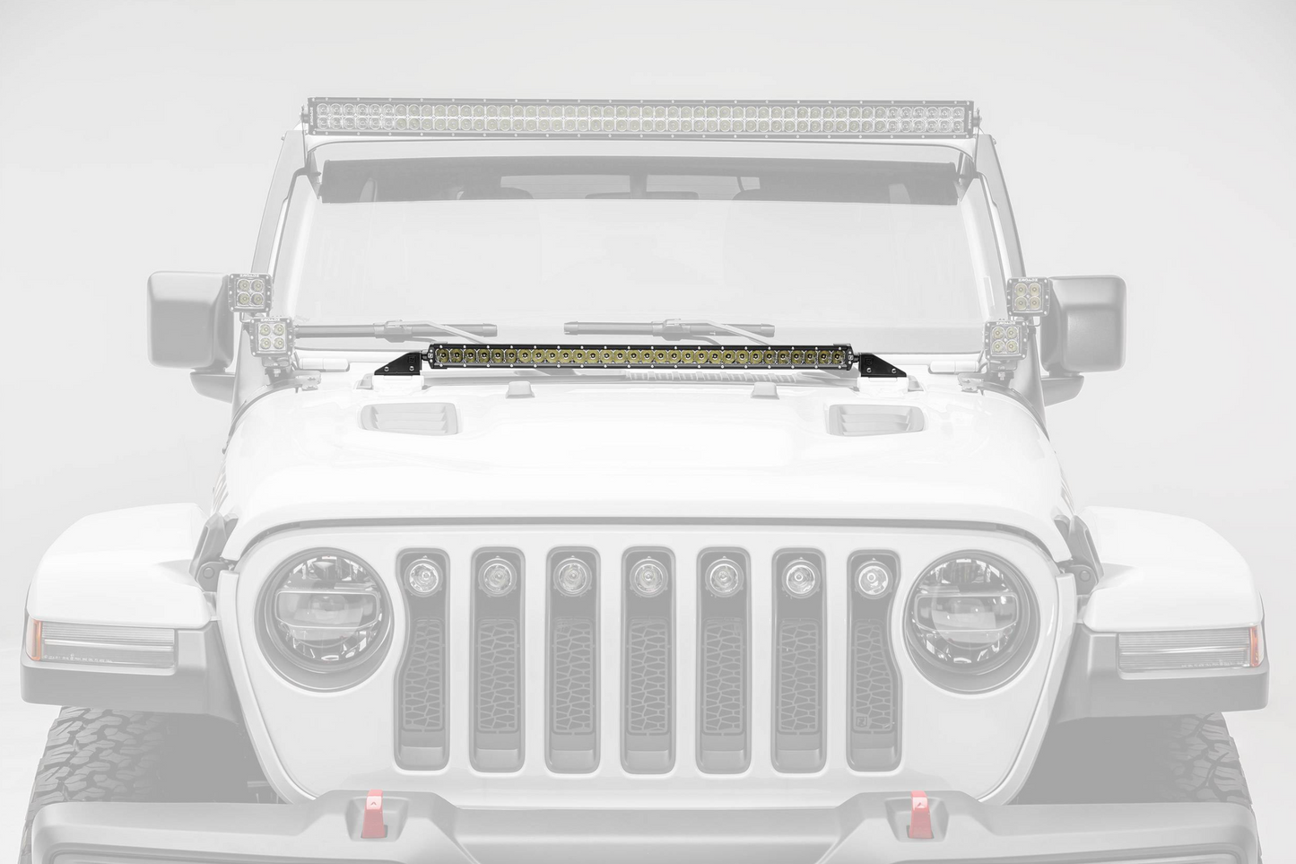2018-2025 Jeep JL/Gladiator Hood Cowl LED Kit (1) 30" Single-Row LED Light Bar