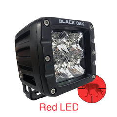 New - 2 Inch Red LED Predator Hunting Pod Light (Flood Optics) - Black Oak LED Pro Series 3.0