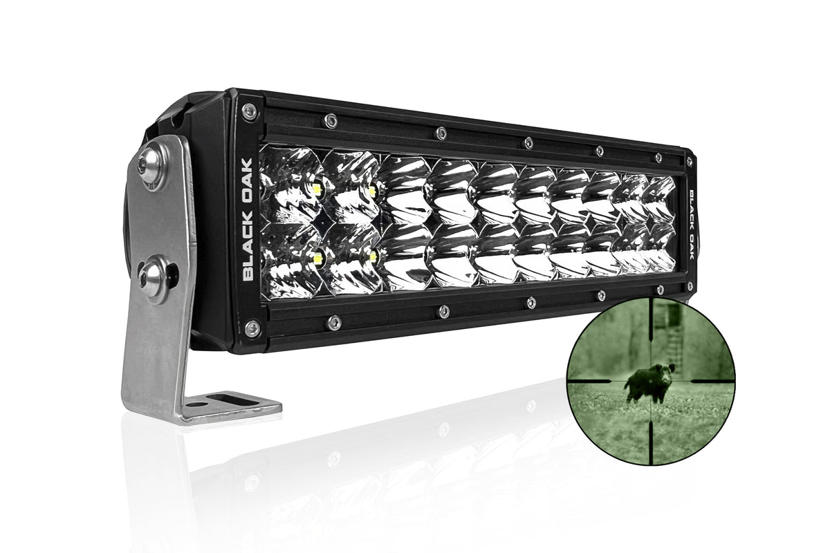 A 10-inch Black Oak LED curved double row infrared light bar, a compact infrared bar to get rigged before the season opens.
