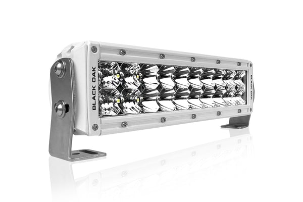 A 10-inch Black Oak LED Marine 3.0 double row light bar, a compact marine bar of the type suited to a center console boat.
