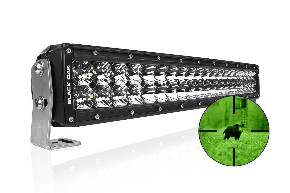 A 20-inch Black Oak LED curved double row 850nm infrared light bar, the new infrared light bar this article announces.