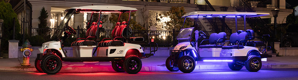 Black Oak LED golf cart lighting kits banner, the cart light kits wired up in this guide.