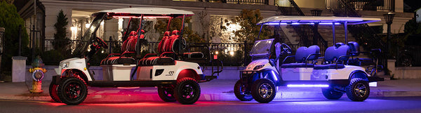 Black Oak LED golf cart lighting kits banner, the cart light kits wired up in this guide.