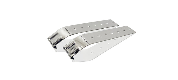 A lineup of Black Oak LED light bar mounting brackets and hardware, the mounting hardware behind the five options compared here.
