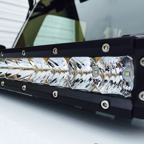Black Oak LED off-road lighting on a vehicle, context for wiring a relay into an auxiliary circuit.