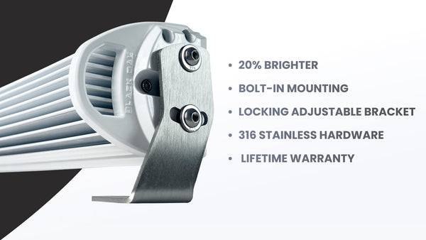 A Black Oak LED Pro Series 3.0 marine light bar, the marine light bar range this buying guide covers.