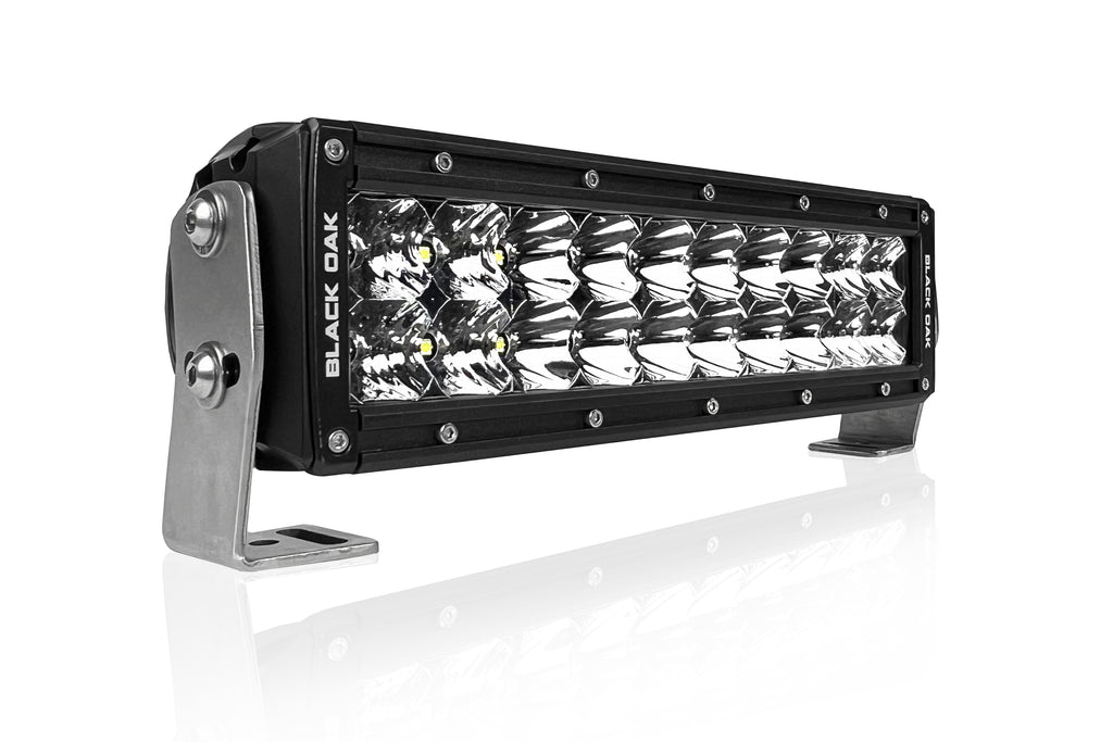 LED Light Bar - Dual Row - 10 inch Double Row - Combo | Spot | or Flood Optics - 60w|100w - Black Oak LED | Pro Series 2.0