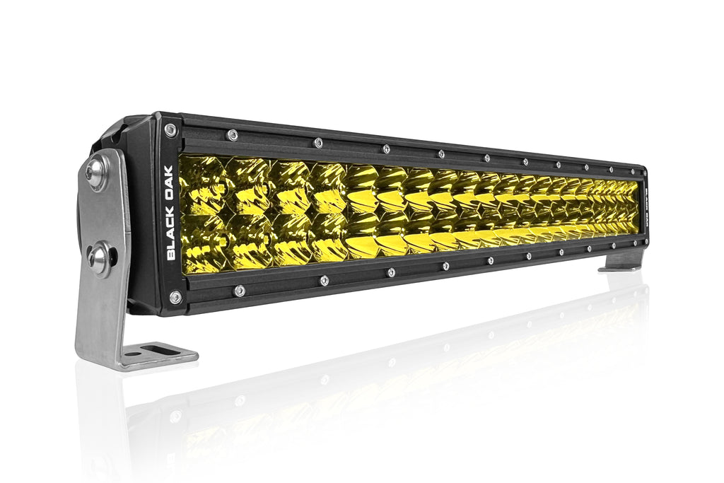New - 20 Inch Yellow Lens Double Row: Black Oak LED Pro Series 3.0 Dual Row LED Light Bar - Combo Optics (200w)