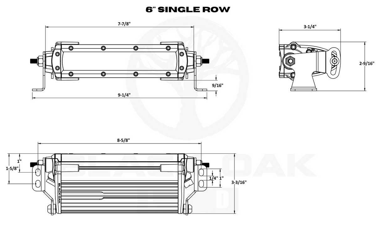 6 Inch Yellow Fog Light Lens Single Row: Black Oak LED Pro Series 3.0