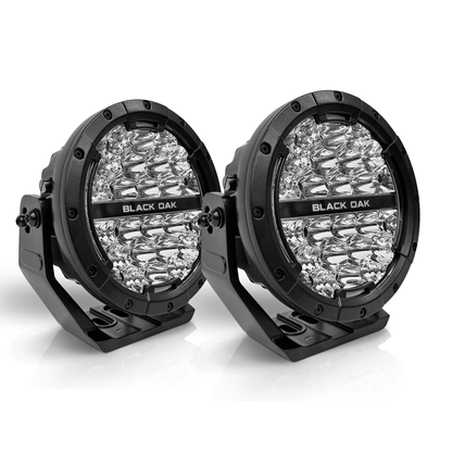 NEW - 7 Inch Round Series LED Pair - With Amber & White Halo - 120W