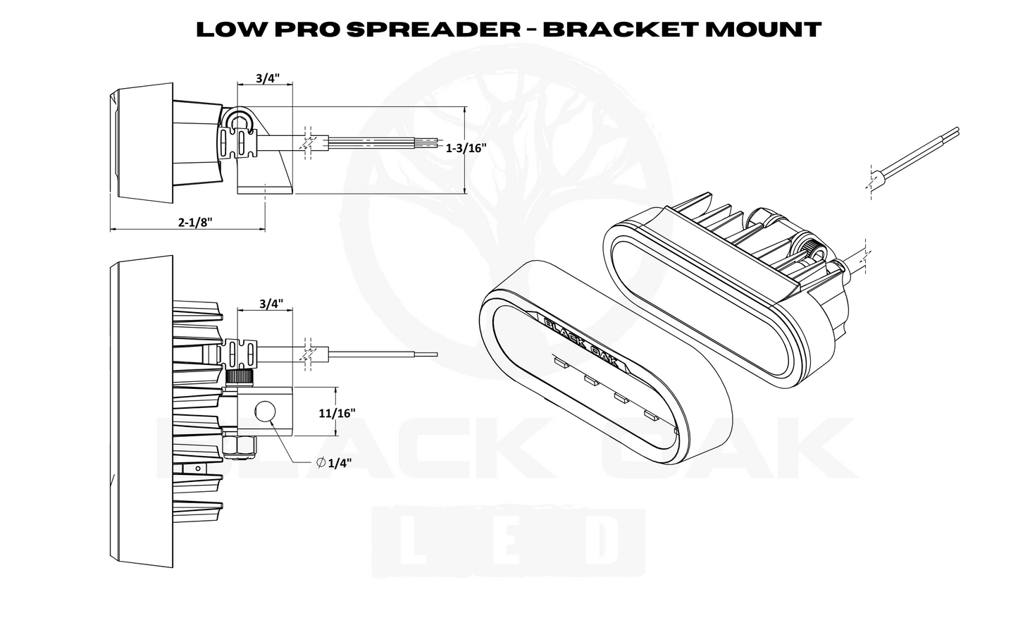 New - Low Pro™ Off Road Spreader Light - Bracket Mount