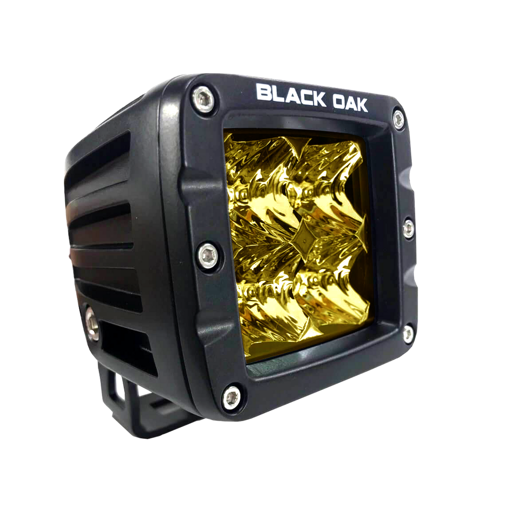 New - 2 Inch Yellow Lens Flood or Spot Pod: Black Oak LED Pro Series 2.0: 40W CREE XM-L2
