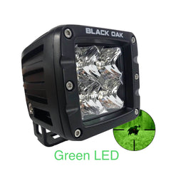 New - 2 Inch Green LED Hog Hunting Pod Light (Flood Optics) - Black Oak LED Pro Series 3.0