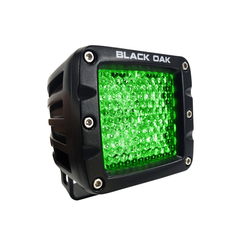 New - 2 Inch Green LED Diffused Hog Hunting Pod Light - Black Oak LED Pro Series 2.0