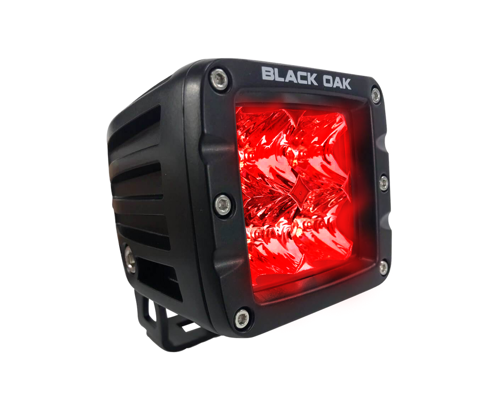 New - 2 Inch Red LED Predator Hunting Pod Light (Flood Optics) - Black Oak LED Pro Series 2.0