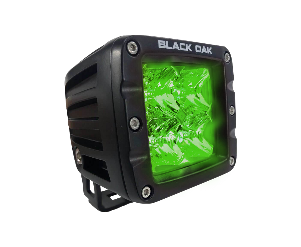 New - 2 Inch Green LED Hog Hunting Pod Light (Flood Optics) - Black Oak LED Pro Series 2.0